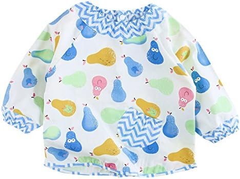PPTree Long Baby Waterproof Sleeved Bibs Outer Cotton Waterproof Inside for 6-36 Months Infants(Colorful Peach)