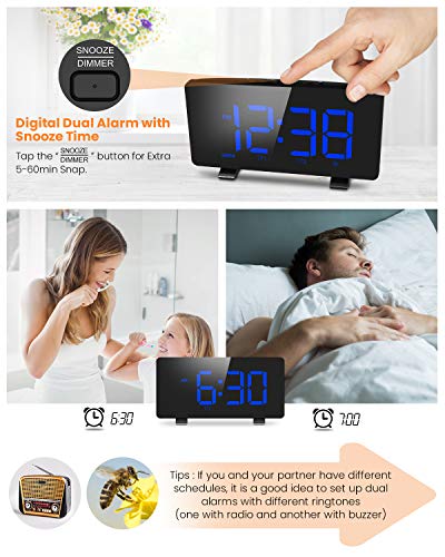 Digital Alarm Clock, ELEGIANT Alarm Clocks for Bedrooms with FM Radio, Dual Alarms, 6.7'' LED Screen, USB Port for Charging, 4 Brightness, 12/24H, Automatic Dimmer, Snooze Digital Clock for Kid Senior