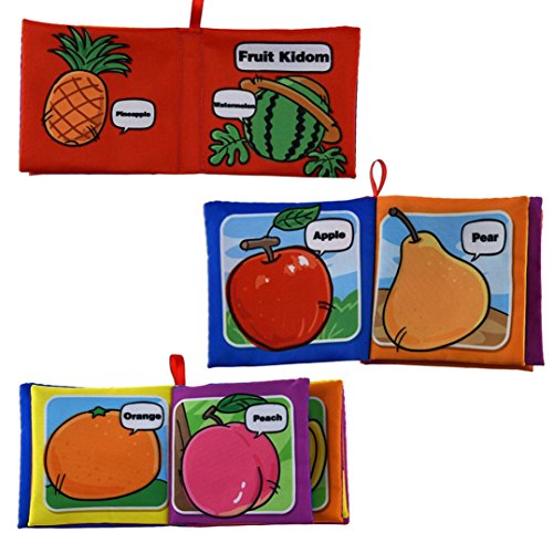 Sunward 2018 Soft Book for Babies Fabric Activity Crinkle Cloth Books,Handmade Educational Toys for Baby (Fruits)