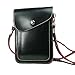 PU Leather 2 Layers Vertical Cellphone Pouch Bag with Shoulder Strap and Magnetic Button for Apple iPhone Samsung Galaxy and Other Smartphone Black