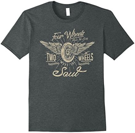 Mens Two Wheels Move the Soul Motorcycle Racing T Shirt 3XL Dark Heather