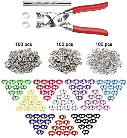 DFUTE 100 Sets Snap Fasteners Kit Tool,10 Colors 9.5mm Metal Snap Buttons Rings with Snaps Pliers and Organizer Storage Containers