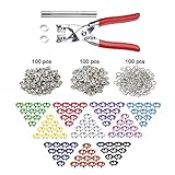DFUTE 100 Sets Snap Fasteners Kit Tool,10 Colors 9.5mm Metal Snap Buttons Rings with Snaps Pliers and Organizer Storage Containers