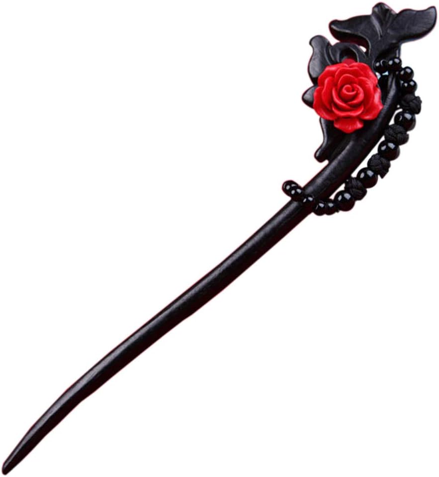 Flower Vintage Dragon Hair Sticks Women Girls Handmade Wooden Hair Chopsticks for Daily Party Wedding