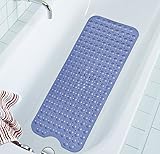 Extra Long Bathtub Mats Anti-Slip Tub Mat Anti-Bacterial Shower Mat,Simple Deluxe Non Slip Bath Mats by NTTR,Machine Washable(Blue,16 W x 39 L Inches)