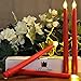 Tapered Timer Candlesticks Set of 4 Battery Operated Flameless LED Candles, Red Wax and Amber Yellow Flame, 11