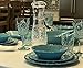 Le Cadeaux Allegra Turquoise Dinner Plates, Accent Plates & Cereal Bowls 12-Piece Dinnerware Set (Service for four)