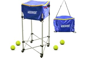 ASENVER Tennis Ball Cart Removable Pickleballs Hopper with Wheels Basket Hold Up to 160 Balls for Tennis Ball