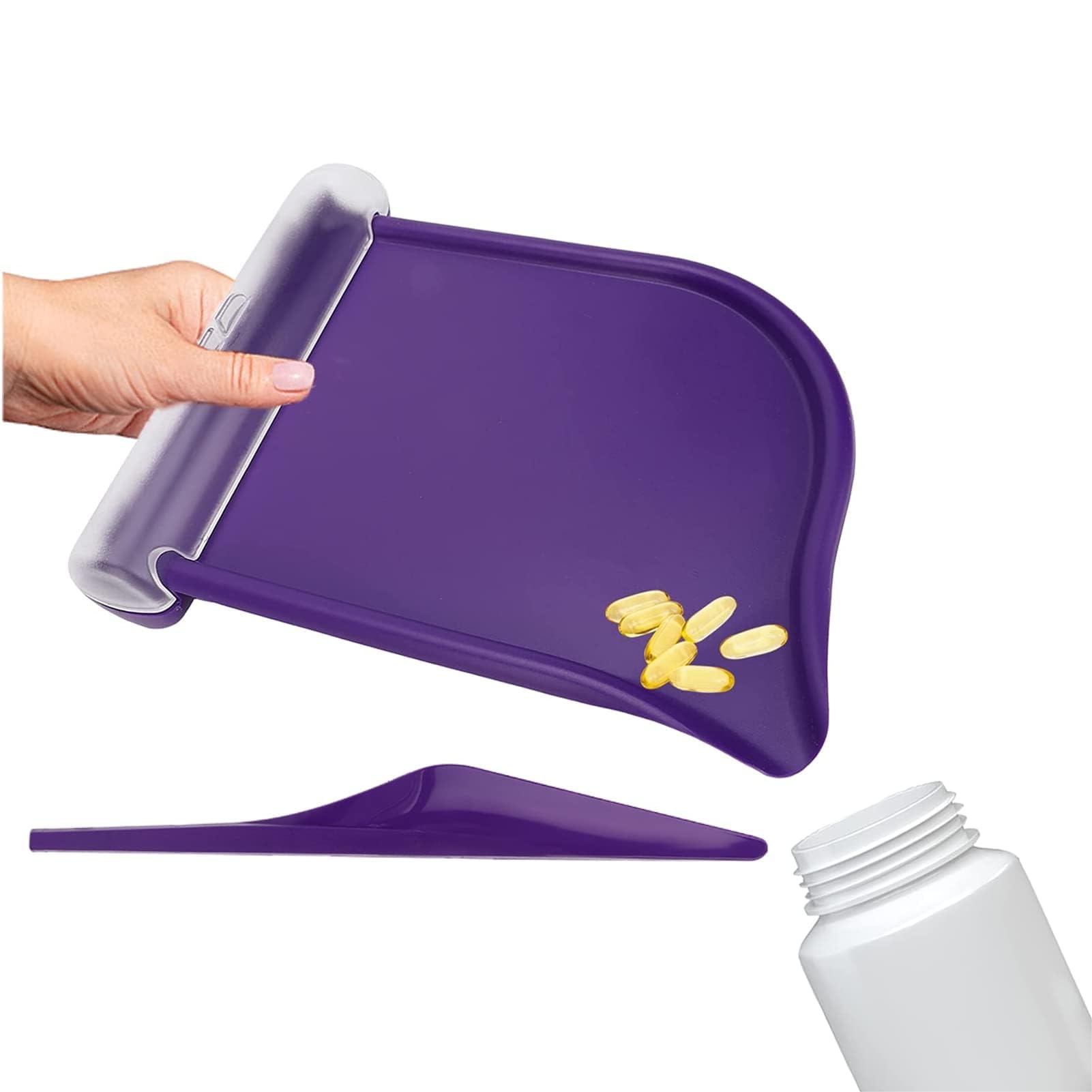 Pill Counting Tray with Spatula, Right Hand Reusable Pills Counter Dispenser Pharmacy Pharmacists Tool with Clear Chute Cover for Nurse Pharmacist Daily Counting Medicine