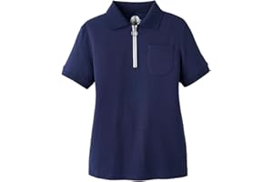 Marie Birdie Cinnamon Girl Short Sleeve Cotton Blend Polo UPF50+ Golf Outfit YKK Zipper for Tweens and Teens 8-18 Years Old