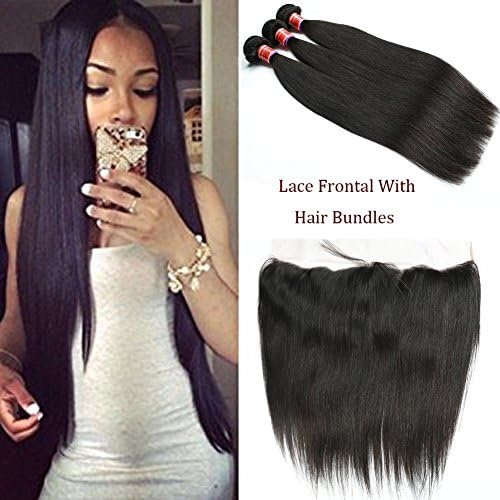 Brazilian Straight Virgin Hair Ear To Ear 13x4 Lace Frontal With 3 Bundles Ali Hot Sale Great Grace Brazilian Human Hair With Straight Lace Frontal Closure (14with16 18 20)