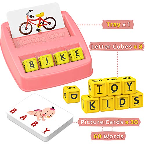 NARRIO Educational Toys for 3 4 5 Year Old Girls Gifts, Matching Letter Spelling Games Learning Toys for Kids Ages 3 4 5, Birthday Easter Gifts for 3-6 Year Old Girls Toddler Toys Age 2-4