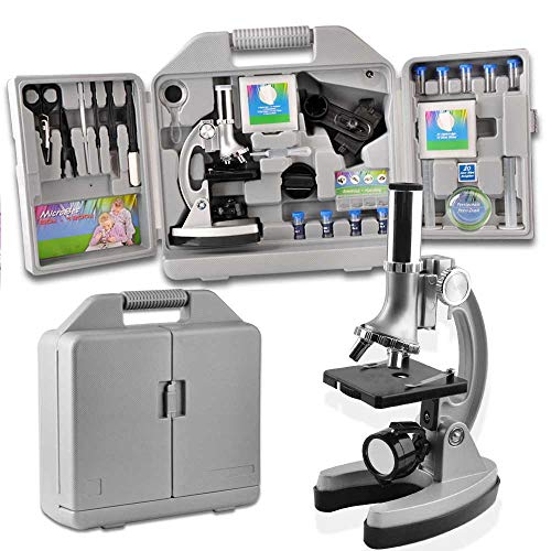 300x 600x 1200x Magnifications Microscope Kit-Metal Arm and Base for Kids Student Beginners Educational Soldering Compound Monocular Biological Microscopes-with 70PCS+ Accessory Set, Storage Case