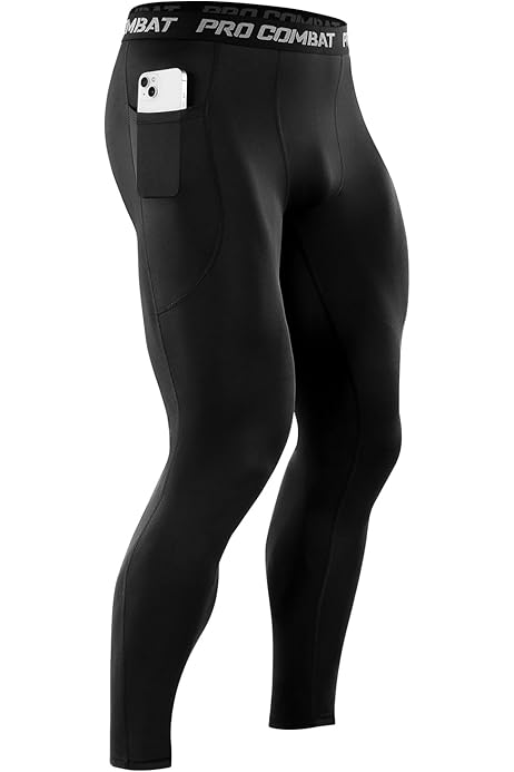 Hicarer 6 Pack Men's Compression Leggings - Workout Pants, Running Tights, Polyester Spandex, 30" Inseam
