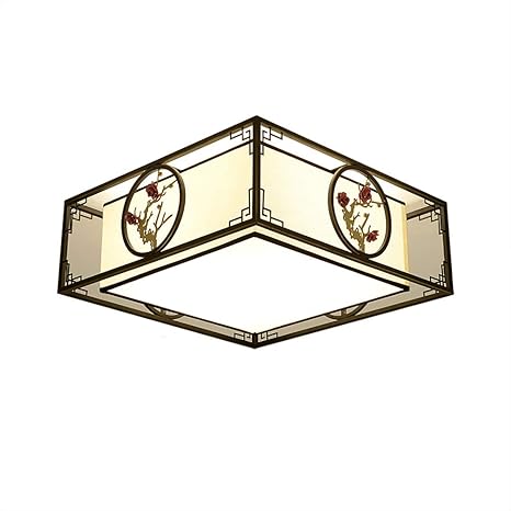 Cuican Square Flush Mount Ceiling Light E26 Black Metal Chinese