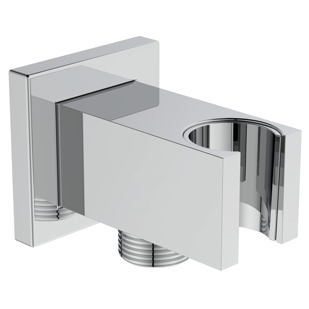 Shower Head Holder and Wall Outlet - Ideal Standard Idealrain Square Shower Head Holder and Outlet, Chrome, BC771AA
