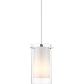 AKEZON 1-Light Pendant Light, Indoor Glass Hanging Light Fixture, Adjustable Height, Brushed Nickel Finish for Kitchen Dining