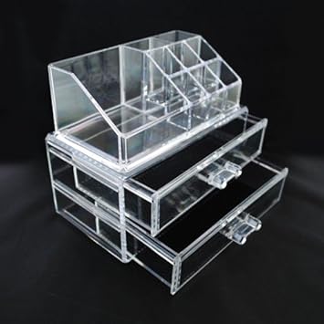 Amazon Com Luxury Acrylic Cosmetic Organizer Makeup Box 2 Drawers