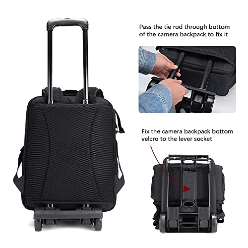 Cwatcun Camera Backpack Trolley Case Bag with Tripod Holder Anti-Theft Waterproof Camera Bag fits 15.6' Laptop for Canon Nikon Sony DSLR SLR Camera for Women Men Photographer
