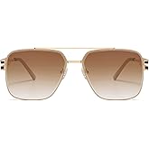 SOJOS Retro Oversized Square Sunglasses for Women Men, Vintage Large Double Bridge Metal Frame Unisex Sunglasses SJ1180