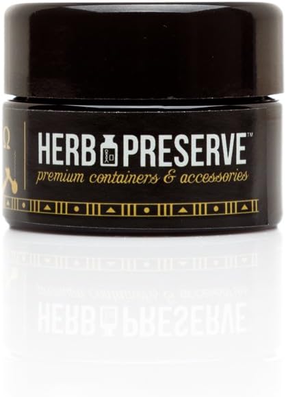 10- PACK Set, Herb Preserve Gram (15 Ml) Pocket Size Screwtop Jar Black Ultraviolet Refillable Glass Stash - Stickers Optional