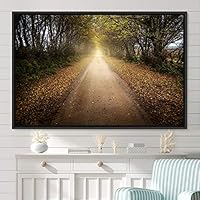 Framed Canvas Wall Art Rustic Woods Brown Dark Dramatic Forest Group Nature Photography Realism - 16x24 inches