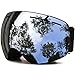 JULI Ski Goggles,Winter Snow Sports Snowboard Goggles with Anti-Fog UV Protection Detachable Dual Lens for Men Women Snowmobile Skiing Skating（Black Frame+VLT 18.5% REVO Silver）