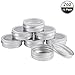 BENECREAT 14 Pack 2 OZ Tin Cans Screw Top Round Aluminum Cans Screw Lid Containers with Clear Window - Great for Store Spices, Candies, Tea or Gift Giving (Platinum)