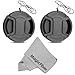 (2-Pack) 52MM Center Pinch Lens Cap for Nikon D3200 D3100 D3000 D5200 D5100 D5000 D90 D80 D60 D40 DSLR Camera with 18-55mm or 55-200mm Lens + MagicFiber Microfiber Lens Cleaning Cloth