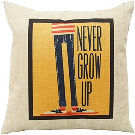 Magicboxes Cotton Linen Square Decorative Throw Pillow Case Cushion Cover Retro Cartoon Boy Never Grew Up 18" Pillow Set Pillow Insert