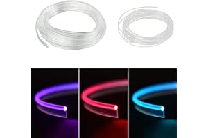 QVEVDACAR Fiber Optic for Car Interior Light, 9.8 FT 3mm Transparent Skirt Side Glow Light Guide Cable, Car Ambient Lighting Extension Fiber Optic with Skirt