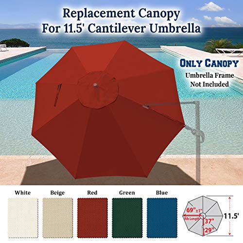 BenefitUSA Replacement Canopy Top Cover for 11.5' Rome Cantilever Patio Umbrella Outdoor Sunshade (Red)