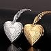 U7 Heart Charm Necklace Platinum/Rose Gold/18K Gold Plated Locket Pendant - With 22 Inches Chain