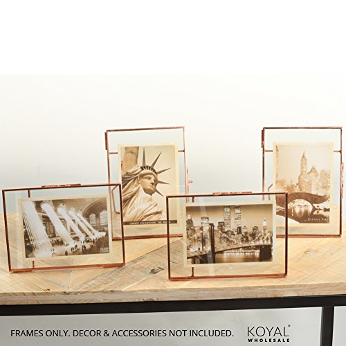 Koyal Wholesale Pressed Glass Floating Photo Frames 5 x 7 Frame, Rose