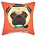 YOUR SMILE Pug Dog Cotton Linen Square Decorative Throw Pillow Case Cushion Cover 18x18 Inch(44CM44CM) , Orange