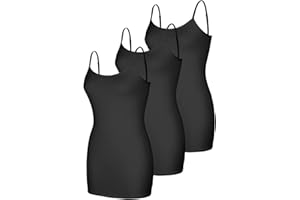 TAIPOVE 3 Packs Etra Long Basic Cami Tank Top for Women Adjustable Spaghetti Straps Camisole Undershirt