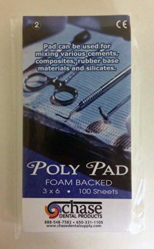 Chase Dental Products 2030-7203 Nonskid Foam Base Poly Mixing Pad 3" x 6" For cements, composites, rubber base materials and silicates