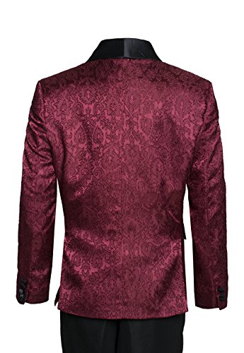 Boys Premium Paisley Patterned Shawl Lapel Tuxedos - Many Colors (1, Burgundy with Black)