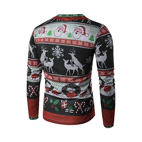 Elogoog Men's Christmas Costume Santa Claus Print Novelty Holiday Humor Long Sleeve T-Shirt - Image 3
