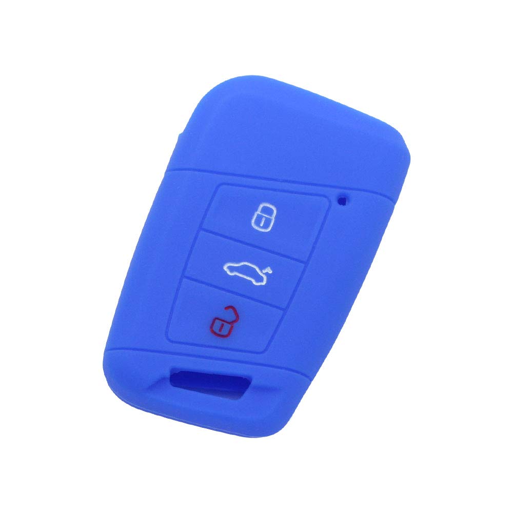BROVACS Silicone Cover Protector Case Holder Skin Jacket Compatible with VOLKSWAGEN Passat B8 Magotan SKODA Superb A7 3 Button Smart Remote Key Fob CV9807 Deep Blue — image 1