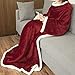 Catalonia Sherpa Wearable Blanket with Sleeves Arms, Comfy Sleeved TV Wrap Blanket, Large Snuggly Throw for Women and Men, Gift for Her