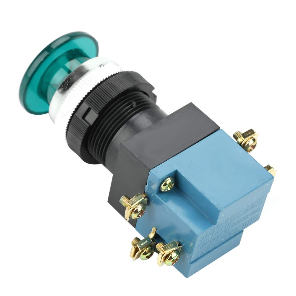 10Pcs Auto Reset Mushroom Head Push Button Switch with Light 1NO 1NC 25mm Mount LA1911DJ for