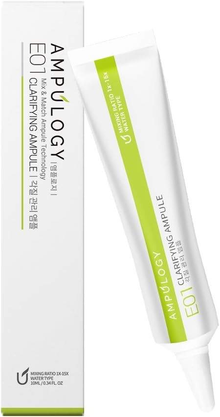 Ampulogy, Ampoule for Daily Skin Care- High Concentrated Serum for Face and Neck, Anti Aging, Moisturizing, Nourishing with Hyaluronic Acid, Natural Ingredients, Vitamin - 0.34 OZ (Clarifying)