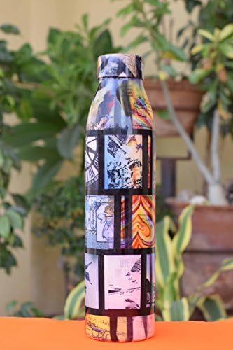Handicraft Hub India Handmade Modern Art Printed Pure Copper Water Bottle for Home and Office | 900ml | Multicolor