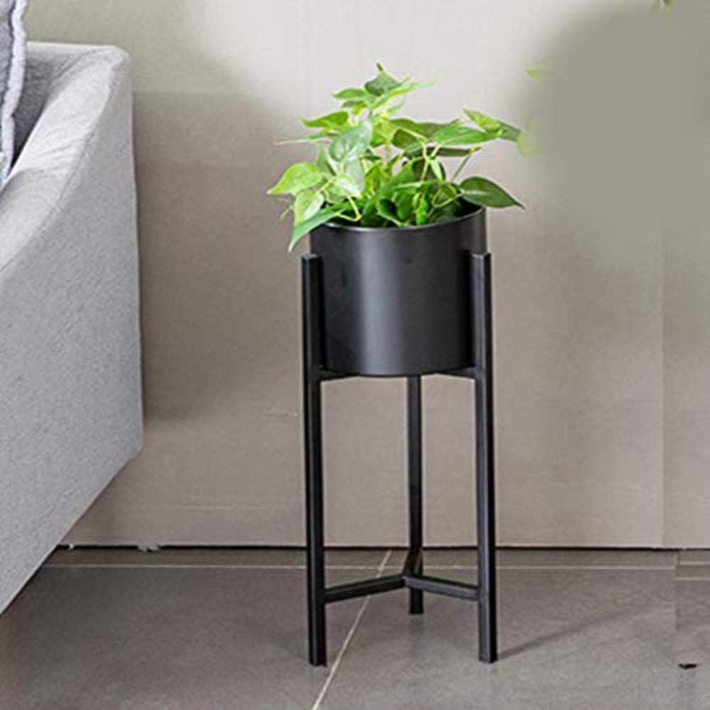 XJZKA Gold/Black Metal Plant Stand with Planter Iron Floor Flower Stand Indoor Plant Holder for Home Garden Patio Potted Planter Stand,Black,20x90CM