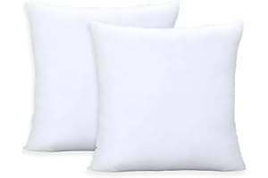 ORJ Throw Pillows Insert Set of 2, White 18x18in Pillow Inserts with 100% Cotton Cover,Bed and Couch Decorative Stuffer Pillows,Indoor Pillows for Sofa