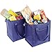 ATBAY Insulated Grocery Tote Bag Large Reusable Shopping Bags with Zippered Top and Outside Pocket,Navy blue (2 Packs)