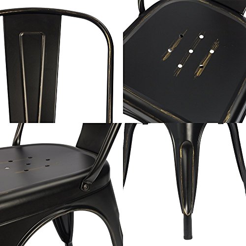 Devoko Metal IndoorOutdoor Chairs Distressed Style Kitchen Dining