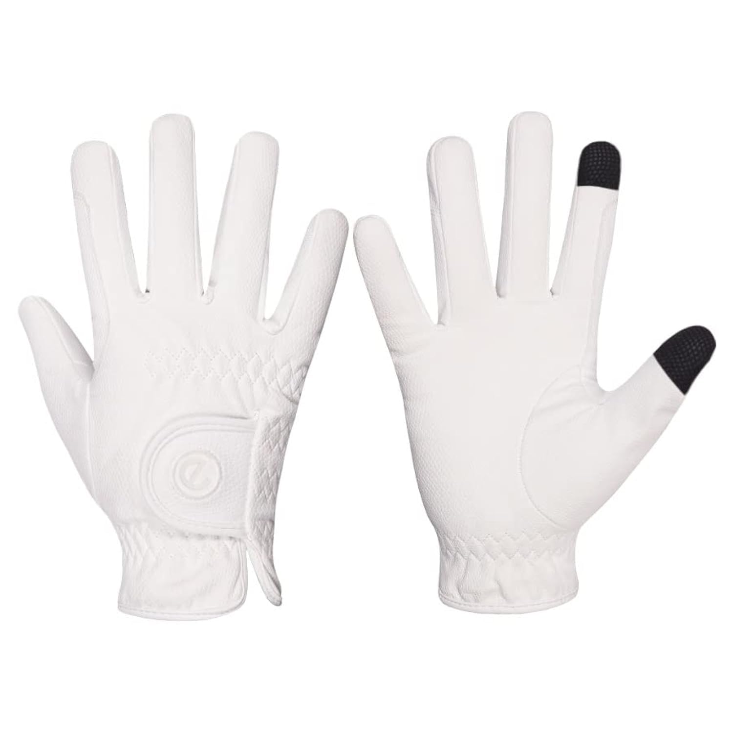 eGlove eQUEST GripPro Winter Edition - Thermal lined horse riding gloves - Touchscreen Friendly! (White, Large)