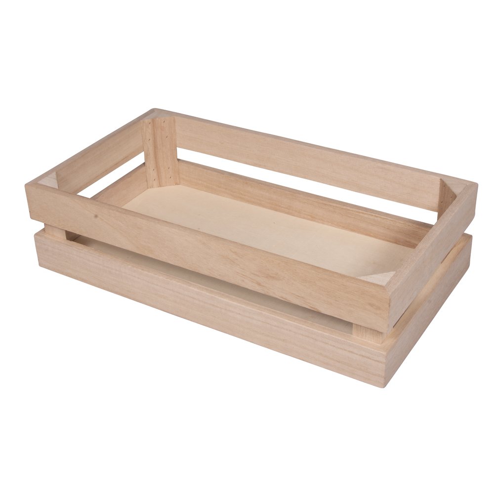 Rayher Wooden Storage Crate for Craft, Rustic Wall Shelf Display, Natural Wood, 30.5x16.7x7.6cm, 62727000
